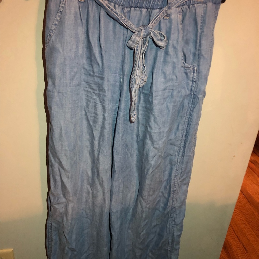 Stylish Elastic Tie Waist Blue Jeans